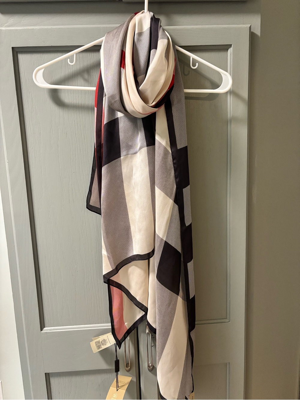 Burberry Black, Cream & Red Geometric Scarf